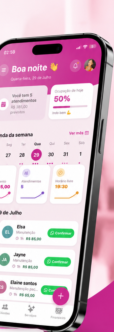 Tela da agenda do app MaiHub